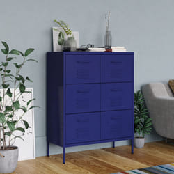 vidaXL Cassettiera Blu Marino 80x35x101,5 cm in Acciaio
