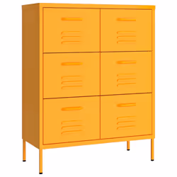vidaXL Cassettiera Giallo Senape 80x35x101,5 cm in Acciaio - Vista aggiuntiva 2