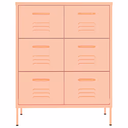 vidaXL Cassettiera Rosa 80x35x101,5 cm in Acciaio - Vista aggiuntiva 3