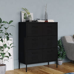 vidaXL Cassettiera Nera 80x35x101,5 cm in Acciaio