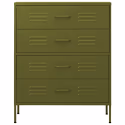 vidaXL Cassettiera Verde Oliva 80x35x101,5 cm in Acciaio - Vista aggiuntiva 3