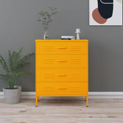 Cassettiera dotata di 4 cassetti in acciaio in stile industrial vari colori colore : Giallo