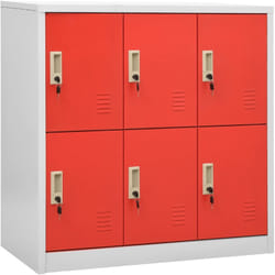 Vidaxl - Armadietto a Chiave Grigio Chiaro e Rosso 90x45x92,5 cm Acciaio