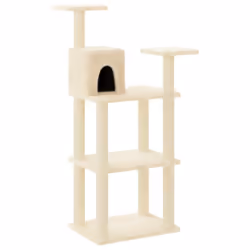 vidaXL Albero per Gatti con Tiragraffi in Sisal Crema 118,5 cm - Vista aggiuntiva 2