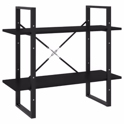 vidaXL Libreria a 2 Ripiani Nera 80x30x70 cm in Legno Multistrato - Vista aggiuntiva 2
