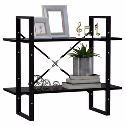 vidaXL Libreria a 2 Ripiani Nera 80x30x70 cm in Legno Multistrato - Vista aggiuntiva 3