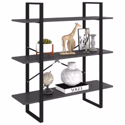 vidaXL Libreria Grigia 100x30x105 cm in Legno Multistrato - Vista aggiuntiva 3