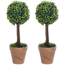 Piante di Bosso Artificiale 2 pz a Sfera con Vaso Verde 33 cm Vidaxl 19654