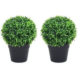 vidaXL Piante di Bosso Artificiale 2 pz a Sfera con Vaso Verde 27 cm