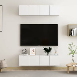 vidaXL Mobili Porta TV 4 pz Bianchi 60x30x30 cm in Legno Multistrato