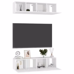 vidaXL Mobili Porta TV 4 pz Bianchi 60x30x30 cm in Legno Multistrato - Vista aggiuntiva 3