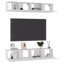 vidaXL Mobili TV 4 pz Bianchi 80x30x30 cm in Legno Multistrato - Vista aggiuntiva 3