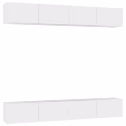 vidaXL Mobili Porta TV 4 pz Bianchi 100x30x30 cm in Legno Multistrato - Vista aggiuntiva 2