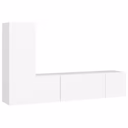 vidaXL Set Mobili Porta TV 3 pz Bianco in Legno Multistrato - Vista aggiuntiva 2