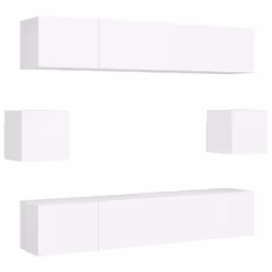 vidaXL Set Mobili Porta TV 6 pz Bianco in Legno Multistrato - Vista aggiuntiva 2