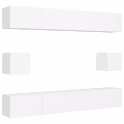 vidaXL Set Mobili Porta TV 6 pz Bianco in Legno Multistrato - Vista aggiuntiva 2