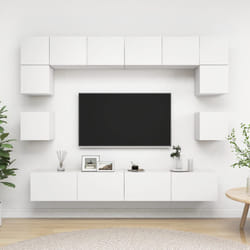 vidaXL Set Mobili Porta TV 8 pz Bianco in Legno Multistrato
