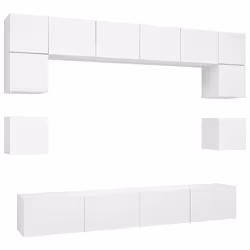 vidaXL Set Mobili Porta TV 8 pz Bianco in Legno Multistrato - Vista aggiuntiva 2
