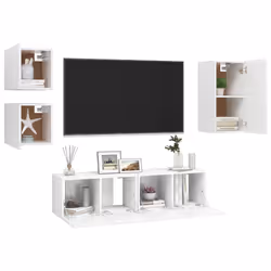 vidaXL Set di Mobili Porta TV 5 pz Bianco in Legno Multistrato - Vista aggiuntiva 3