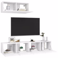 vidaXL Mobili TV 3 pz Bianchi in Legno Multistrato - Vista aggiuntiva 3