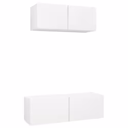 vidaXL Set Mobili Porta TV 2 pz Bianco in Legno Multistrato - Vista aggiuntiva 2