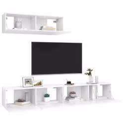 vidaXL Mobili Porta TV 3 pz Bianchi in Legno Multistrato - Vista aggiuntiva 3