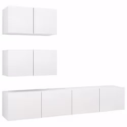 vidaXL Set Mobili Porta TV 4 pz Bianco in Legno Multistrato - Vista aggiuntiva 2
