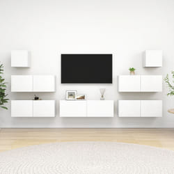 vidaXL Set Mobili Porta TV 7 pz Bianco in Legno Multistrato