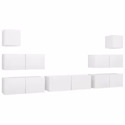 vidaXL Set Mobili Porta TV 7 pz Bianco in Legno Multistrato - Vista aggiuntiva 2