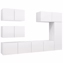 vidaXL Set di Mobili Porta TV 6 pz Bianco in Legno Multistrato - Vista aggiuntiva 2