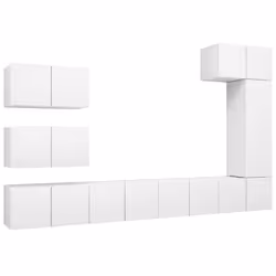 vidaXL Set Mobili Porta TV 8 pz Bianco in Legno Multistrato - Vista aggiuntiva 2