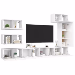 vidaXL Set Mobili Porta TV 8 pz Bianco in Legno Multistrato - Vista aggiuntiva 3