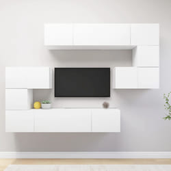 vidaXL Set Mobili Porta TV 8 pz Bianco in Legno Multistrato