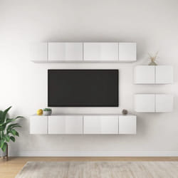 Vidaxl - Mobili tv 8 pz Bianchi in Legno Multistrato