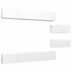 vidaXL Set Mobili Porta TV 6 pz Bianco in Legno Multistrato - Vista aggiuntiva 2