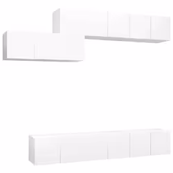 vidaXL Set Mobili Porta TV 7 pz Bianco in Legno Multistrato - Vista aggiuntiva 2