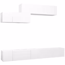 vidaXL Set di Mobili Porta TV 6 pz Bianco in Legno Multistrato - Vista aggiuntiva 2