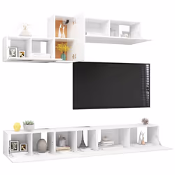 vidaXL Set di Mobili Porta TV 6 pz Bianco in Legno Multistrato - Vista aggiuntiva 3