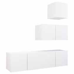 vidaXL Set Mobili Porta TV 4 pz Bianco in Legno Multistrato - Vista aggiuntiva 2