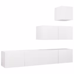 vidaXL Set Mobili Porta TV 4 pz Bianco in Legno Multistrato - Vista aggiuntiva 2