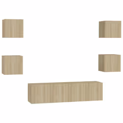 vidaXL Set di Mobili Porta TV 6 pz Rovere Sonoma in Legno Multistrato - Vista aggiuntiva 2