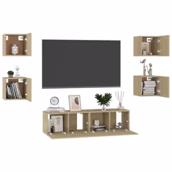 vidaXL Set di Mobili Porta TV 6 pz Rovere Sonoma in Legno Multistrato - Vista aggiuntiva 3