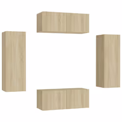vidaXL Set di Mobili TV 4 pz Rovere Sonoma in Legno Multistrato - Vista aggiuntiva 2