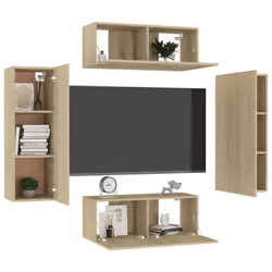 vidaXL Set di Mobili TV 4 pz Rovere Sonoma in Legno Multistrato - Vista aggiuntiva 3
