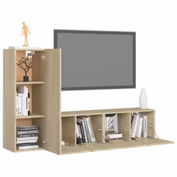 vidaXL Set di Mobili Porta TV 3 pz Rovere Sonoma in Legno Multistrato - Vista aggiuntiva 3