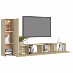 vidaXL Set di Mobili Porta TV 3 pz Rovere Sonoma in Legno Multistrato - Vista aggiuntiva 3