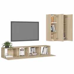 vidaXL Set di Mobili TV 4 pz Rovere Sonoma in Legno Multistrato - Vista aggiuntiva 3