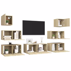 vidaXL Set di Mobili Porta TV 7 pz Rovere Sonoma in Legno Multistrato - Vista aggiuntiva 3