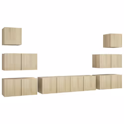 vidaXL Set di Mobili Porta TV 8 pz Rovere Sonoma in Legno Multistrato - Vista aggiuntiva 2