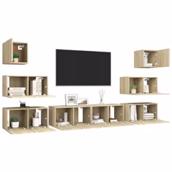 vidaXL Set di Mobili Porta TV 8 pz Rovere Sonoma in Legno Multistrato - Vista aggiuntiva 3